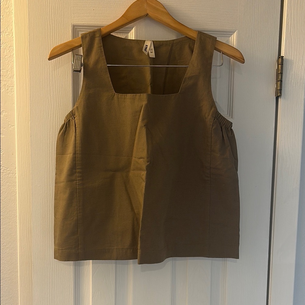 Brown Sleeveless Square Neck Top